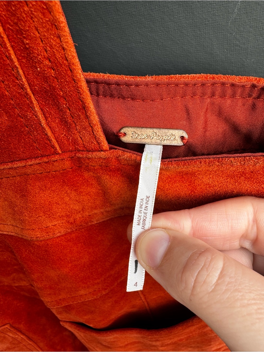 Free People burnt orange suede apron dress - Picture 3 of 7